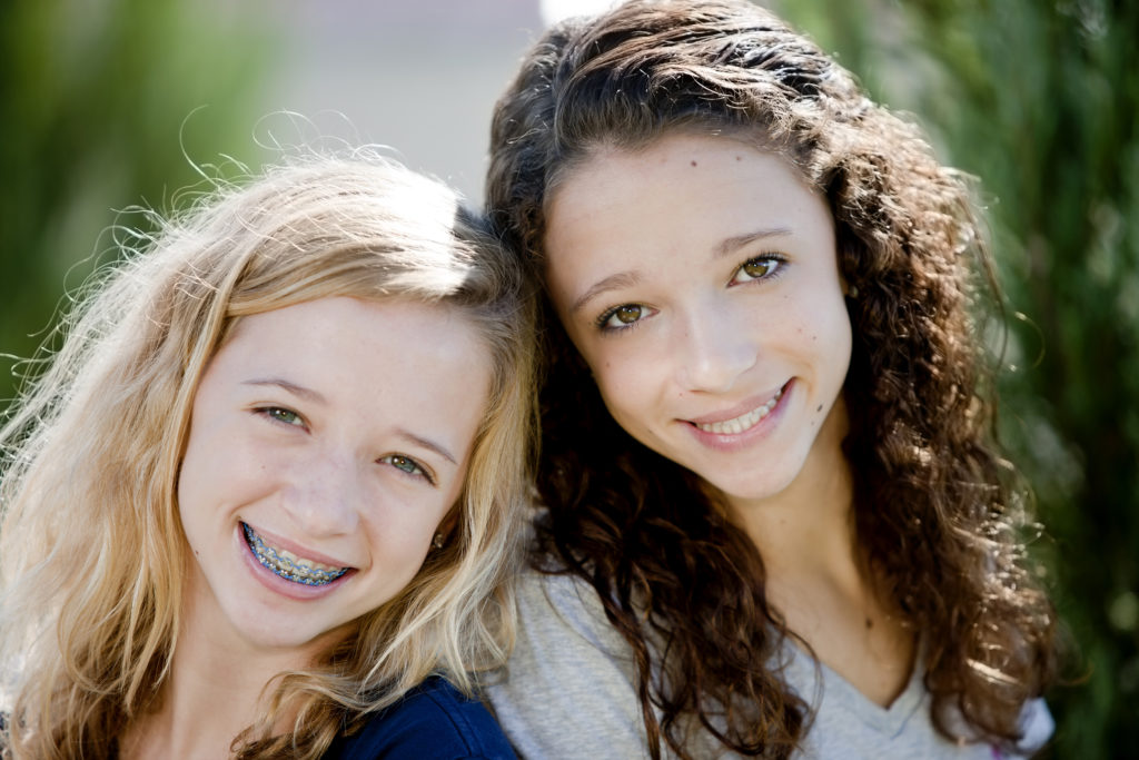 Young Girls with Braces Smiling